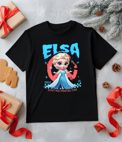 Tricou Copii cu Elsa Aventuri si Poveste Disney 100% Bumbac, Negru, 10 Ani [4]
