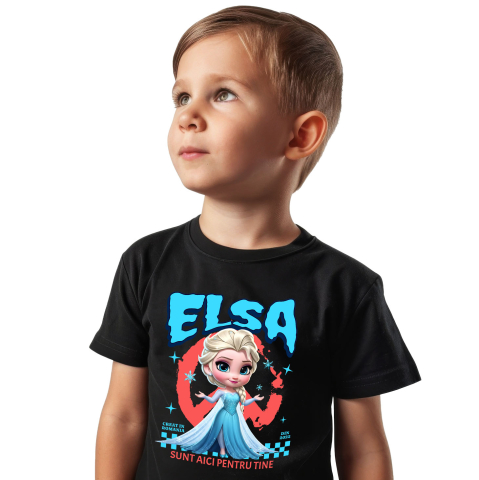 Tricou Copii cu Elsa Aventuri si Poveste Disney 100% Bumbac, Negru, 10 Ani [1]