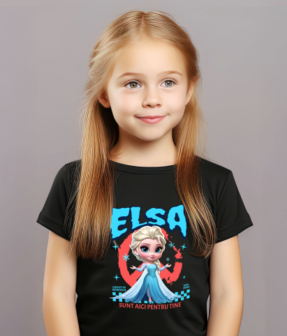 Tricou Copii cu Elsa Aventuri si Poveste Disney 100% Bumbac, Negru, 10 Ani [2]