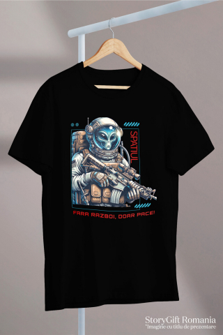 Tricou Femei, Barbati, Copii, Fata, Baiat, Unisex Personalizat Extraterestru în Costum Spațial - Mesaj de Pace - Cadouri Personalizate Sci-Fi [2]