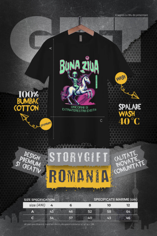 Tricou Femei, Barbati, Copii, Fata, Baiat, Unisex Personalizat Extraterestru pe Unicorn – Lume Paralelă Cadou Personalizat pentru Copii și Familie [3]