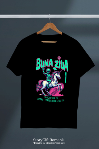Tricou Femei, Barbati, Copii, Fata, Baiat, Unisex Personalizat Extraterestru pe Unicorn – Lume Paralelă Cadou Personalizat pentru Copii și Familie [4]