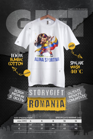 Tricou Femei, Barbati, Copii, Fata, Baiat, Unisex Personalizat Costum Sportiv Fotbal Personalizat „Alina Sportiva” – Cadou Pentru Fete Active [3]