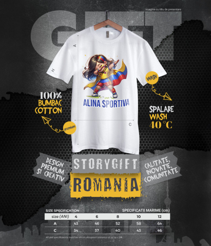 Tricou Femei, Barbati, Copii, Fata, Baiat, Unisex Personalizat Costum Sportiv Fotbal Personalizat „Alina Sportiva” – Cadou Pentru Fete Active [5]