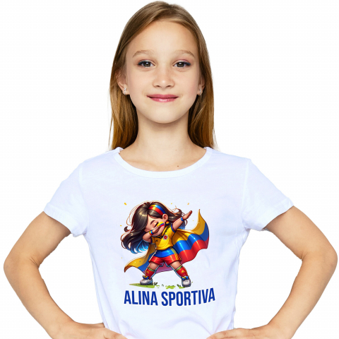 Tricouri - Tricou Femei, Barbati, Copii, Fata, Baiat, Unisex Personalizat Costum Sportiv Fotbal Personalizat „Alina Sportiva” – Cadou Pentru Fete Active