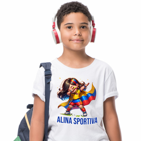 Tricou Femei, Barbati, Copii, Fata, Baiat, Unisex Personalizat Costum Sportiv Fotbal Personalizat „Alina Sportiva” – Cadou Pentru Fete Active [1]