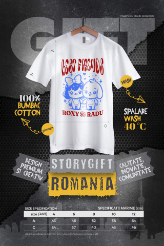 Tricou Femei, Barbati, Copii, Fata, Baiat, Unisex Personalizat Cadouri personalizate – Fata cu fundă și câinele Best Friends Roxy și Radu [3]