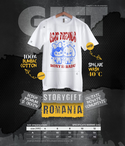 Tricou Femei, Barbati, Copii, Fata, Baiat, Unisex Personalizat Cadouri personalizate – Fata cu fundă și câinele Best Friends Roxy și Radu [5]