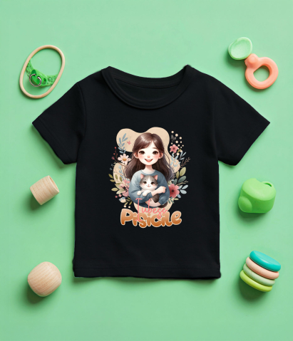 Tricou Femei, Barbati, Copii, Fata, Baiat, Unisex Personalizat Decor Personalizat - Fată cu Pisică Pufoasă și Mesaj „Iubesc Pisicile” [4]