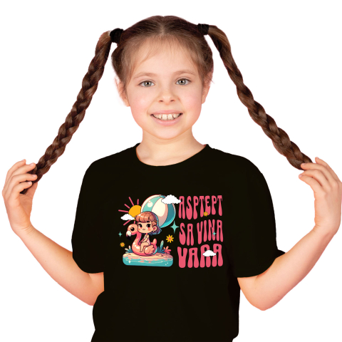 Copii - Tricou Femei, Barbati, Copii, Fata, Baiat, Unisex Personalizat Fată pe Colac Flamingo în Mare – Cadou Personalizat pentru Copii și Familie