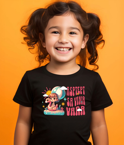 Tricou Femei, Barbati, Copii, Fata, Baiat, Unisex Personalizat Fată pe Colac Flamingo în Mare – Cadou Personalizat pentru Copii și Familie [2]