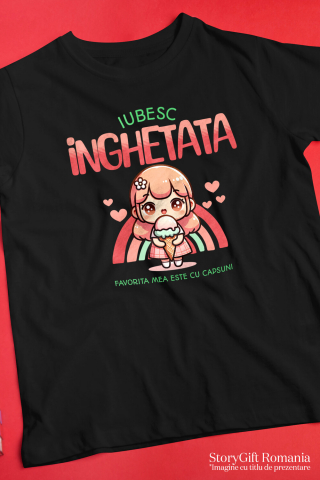 Tricou Femei, Barbati, Copii, Fata, Baiat, Unisex Personalizat Fată Stil Animat cu Înghețată Cornet – Cadou Personalizat pentru Copii și Familie [2]