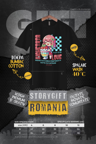 Tricou Femei, Barbati, Copii, Fata, Baiat, Unisex Personalizat Cadou personalizat pentru iubitorii de milkshake | Fata anime cu pahar imens de milkshake și căpșună [3]
