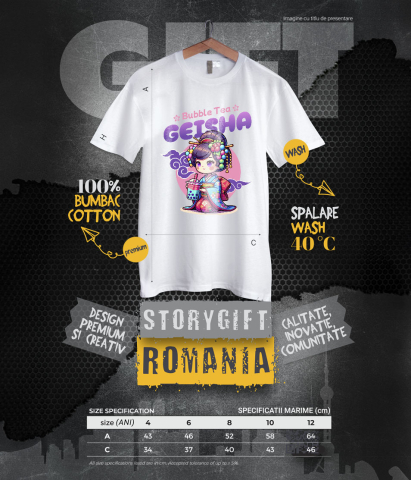 Tricou Femei, Barbati, Copii, Fata, Baiat, Unisex Personalizat „Fată Stil Asiatic cu Ceai Rece cu Bule - Pahar Personalizat pentru Bubble Tea” [5]