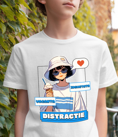 Tricou Femei, Barbati, Copii, Fata, Baiat, Unisex Personalizat Fata Stil Asiatic cu Pălărie și Înghețată - Cadou Personalizat Vacanță și Distracție [3]