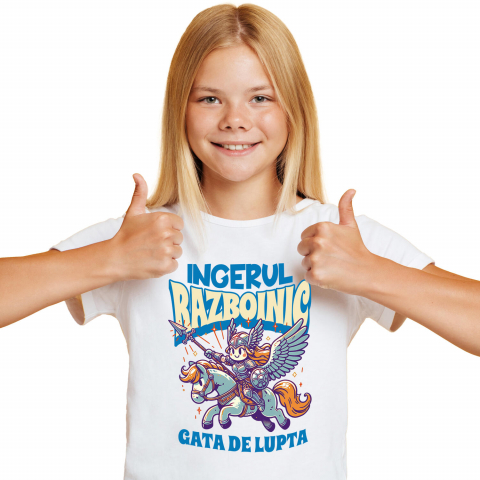 Tricou Femei, Barbati, Copii, Fata, Baiat, Unisex Personalizat Îngerul Războinic pe Cal - Jucărie cu Armură de Fier pentru Copii, Gata de Luptă [1]