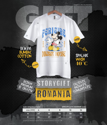 Tricou Copii cu Fericirea lui Mickey Mouse – Zambete si Momente Magice 100% Bumbac, Alb, 10 Ani [5]