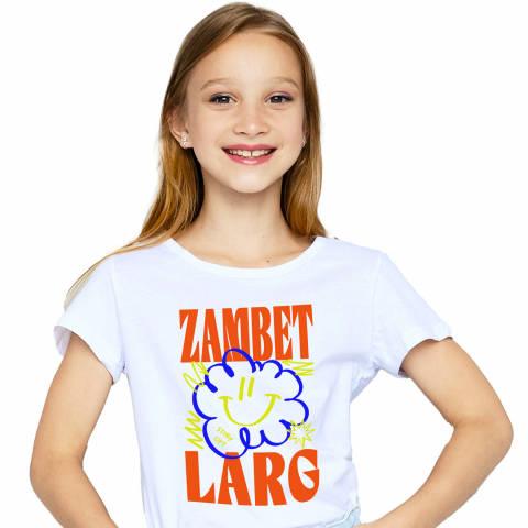 Tricou Femei, Barbati, Copii, Fata, Baiat, Unisex Personalizat Zâmbet Larg – Tricou Personalizat cu Floare Colorată și Mesaj Inspirațional [1]