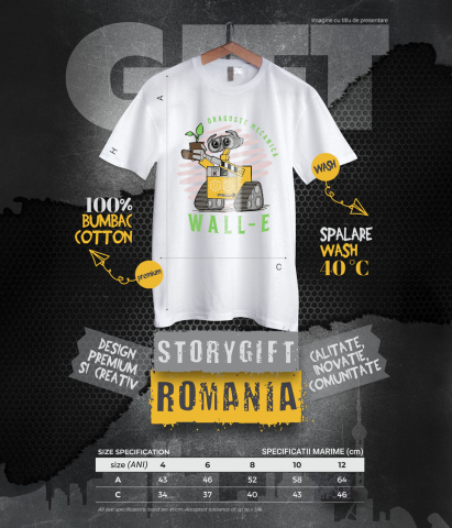 Tricou Copii cu Floarea din inima robotului 100% Bumbac, Alb, 10 Ani [5]