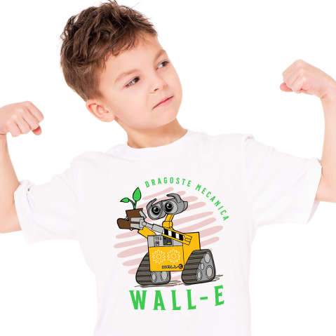 Desene Animate - Tricou Copii cu Floarea din inima robotului 100% Bumbac, Alb, 10 Ani