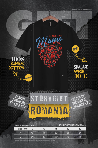 Tricou Femei, Barbati, Copii, Fata, Baiat, Unisex Personalizat Decor Inimă din Flori - „La Multi Ani Mama” | Cadou Ziua Mamei [3]