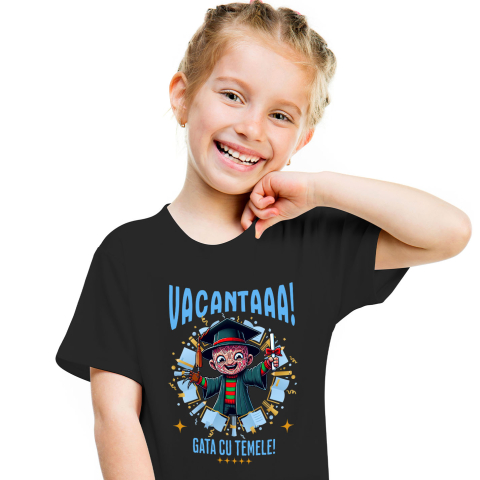 Tricou Copii cu Freddy Krueger si Aventurile Diplomei de Vacanta 100% Bumbac, Negru, 8 Ani [1]
