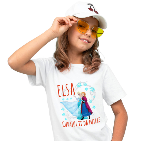 Tricouri - Tricou Copii cu Frozen - Elsa si Ana descopera lumea 100% Bumbac, Alb, 10 Ani
