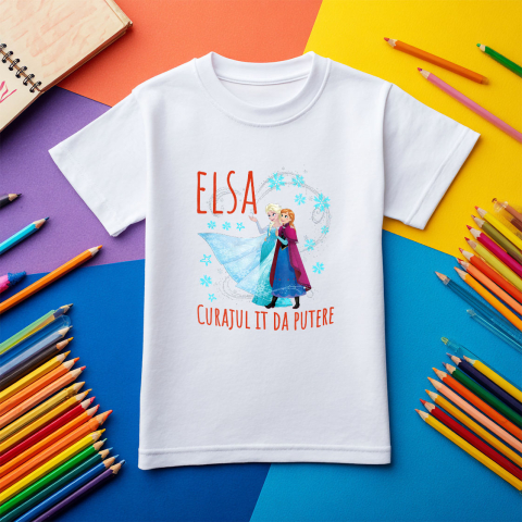 Tricou Copii cu Frozen - Elsa si Ana descopera lumea 100% Bumbac, Alb, 10 Ani [4]