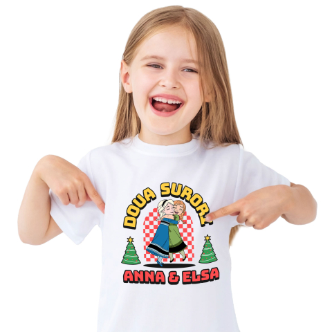 Tricouri - Tricou Copii cu Frozen - Jurnalul Elsei si Anei 100% Bumbac, Alb, 8 Ani