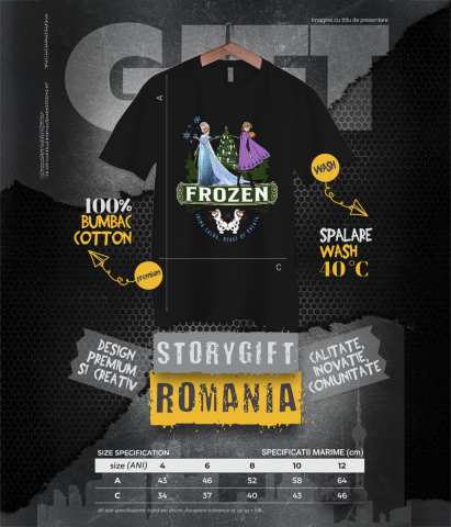 Tricou Copii cu Frozen - Printese din Regatul de Gheata 100% Bumbac, Negru, 12 Ani [5]