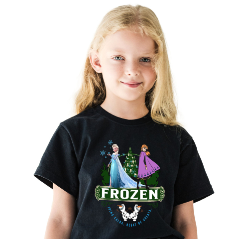 Tricouri - Tricou Copii cu Frozen - Printese din Regatul de Gheata 100% Bumbac, Negru, 12 Ani