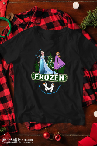 Tricou Copii cu Frozen - Printese din Regatul de Gheata 100% Bumbac, Negru, 12 Ani [4]
