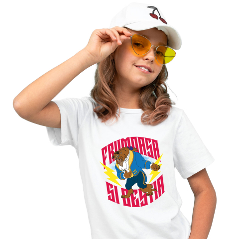 Tricouri - Tricou Copii cu Frumoasa si Bestia - O Poveste in Ritmul Dansului 100% Bumbac, Alb, 10 Ani