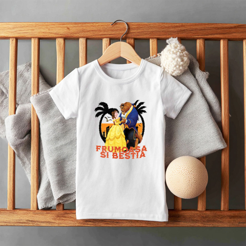 Tricou Copii cu Frumoasa si Bestia - Sub Magia Dansului 100% Bumbac, Alb, 12 Ani [4]