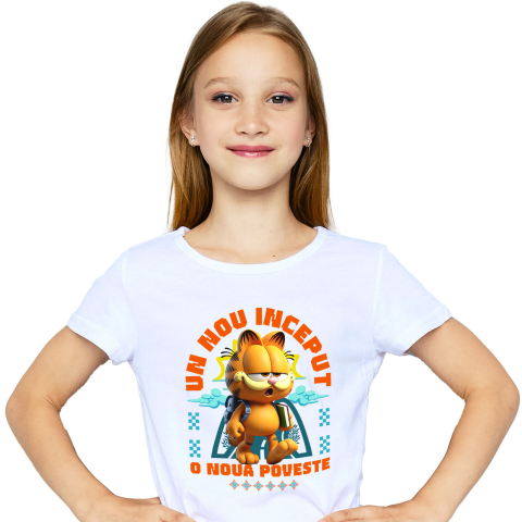 Tricou Copii cu Garfield – Primii Pași Spre Cunoaștere Cu Mult Umor 100% Bumbac, Alb, 6 Ani [1]