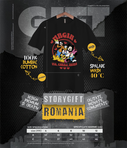 Tricou Copii cu Gasca Mickey Mouse – Impreuna Suntem Puternici 100% Bumbac, Negru, 10 Ani [5]