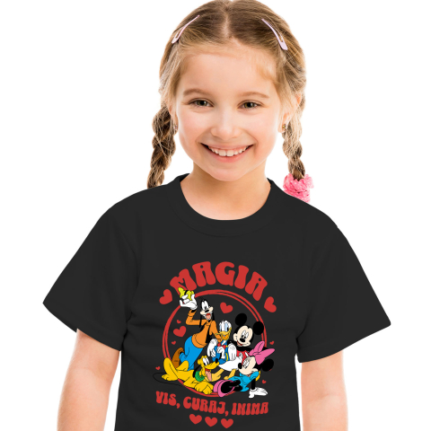 Tricou Copii cu Gasca Mickey Mouse – Impreuna Suntem Puternici 100% Bumbac, Negru, 10 Ani [1]