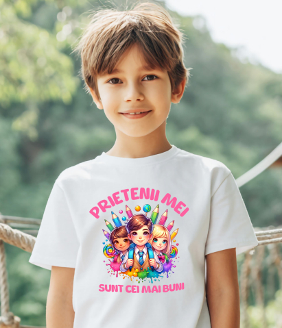 Tricou Femei, Barbati, Copii, Fata, Baiat, Unisex Personalizat Copii Gata De Școală - Creioane Colorate și Prieteni La Învățătură [3]