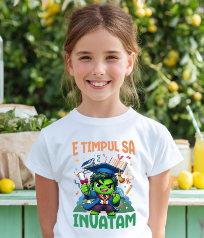 Tricou Copii cu Hulk: Invata si Zambeste in Aventuri Superputernice 100% Bumbac, Alb, 10 Ani [3]