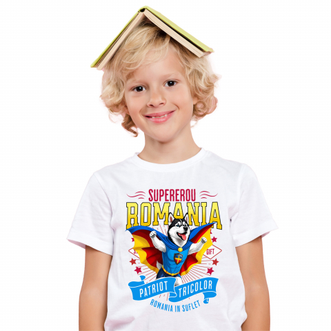 Tricou Femei, Barbati, Copii, Fata, Baiat, Unisex Personalizat Husky Siberian în Costum de Căpitan România – Cadou Personalizat pentru Iubitorii de Câini [1]