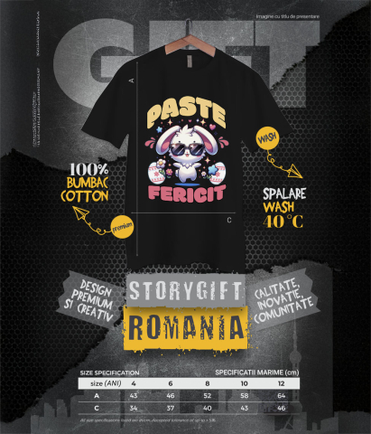Tricou Femei, Barbati, Copii, Fata, Baiat, Unisex Personalizat "Iepure Cool Alb Cu Ochelari De Soare - Paște Fericit Cu Ouă Colorate și Flori" [5]