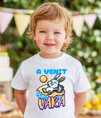 Tricou Femei, Barbati, Copii, Fata, Baiat, Unisex Personalizat Iepure cu Dinți Lungii pe Plajă – Cadou Personalizat pentru Copii și Familie [3]