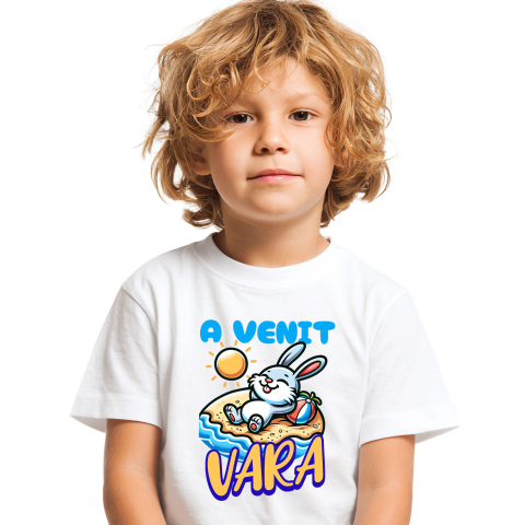 Tricou Femei, Barbati, Copii, Fata, Baiat, Unisex Personalizat Iepure cu Dinți Lungii pe Plajă – Cadou Personalizat pentru Copii și Familie [1]