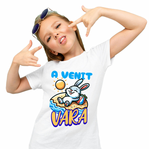 Tricou Femei, Barbati, Copii, Fata, Baiat, Unisex Personalizat Iepure cu Dinți Lungii pe Plajă – Cadou Personalizat pentru Copii și Familie [1]