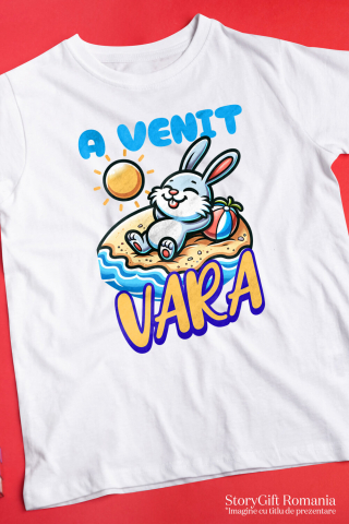 Tricou Femei, Barbati, Copii, Fata, Baiat, Unisex Personalizat Iepure cu Dinți Lungii pe Plajă – Cadou Personalizat pentru Copii și Familie [2]