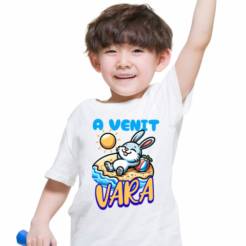 COPII - Tricou Femei, Barbati, Copii, Fata, Baiat, Unisex Personalizat Iepure cu Dinți Lungii pe Plajă – Cadou Personalizat pentru Copii și Familie