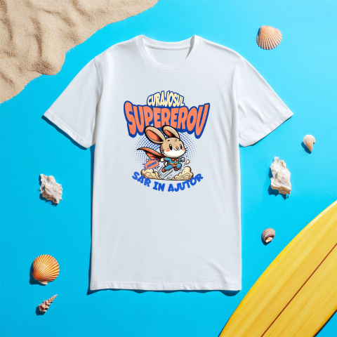 Tricou Femei, Barbati, Copii, Fata, Baiat, Unisex Personalizat Iepure În Costum De Super Erou Cu Pelerină Roșie – Cadou Personalizat Pentru Copii [4]