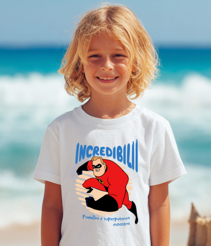 Tricou Copii cu Incredibilii si misiunea suprema 100% Bumbac, Alb, 12 Ani [3]