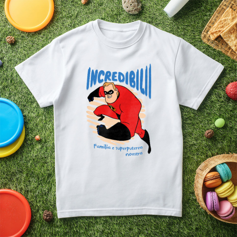Tricou Copii cu Incredibilii si misiunea suprema 100% Bumbac, Alb, 12 Ani [4]