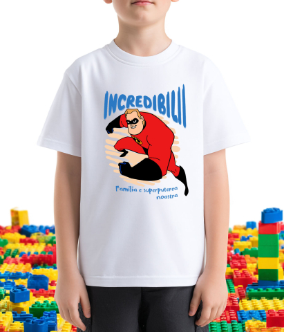 Tricou Copii cu Incredibilii si misiunea suprema 100% Bumbac, Alb, 12 Ani [2]